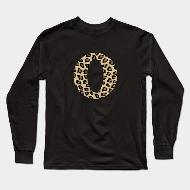 Letter O Leopard Cheetah Monogram Initial Long Sleeve T-Shirt by squeakyricardo